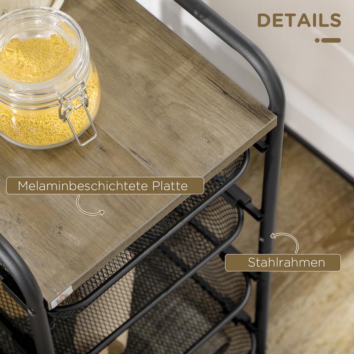 Actual product image Homcom Trolley with 4 baskets and one shelf