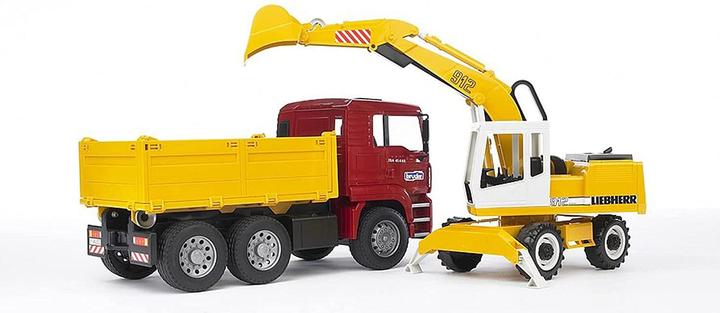 Actual product image Bruder Man tipping truck with shovel excavator