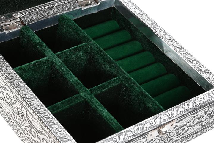 Image du produit Esprit Box-Schmuckkästchen Home grün Silberfarben Holz Aluminium 18 x 18 x 6 cm