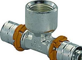 Immagine prodotto Uponor Tee a pressione MLC mf. 25-1/2-25 - per sistemi di riscaldamento a pavimento, acqua calda e (Collegamento alla stampa)