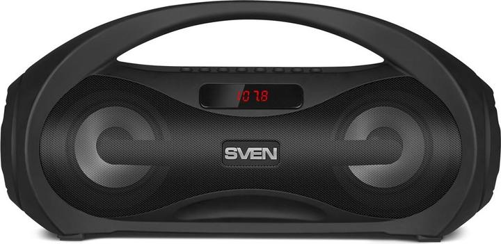 Sven Speaker PS-425, black (12W, Bluetooth, FM, USB, Micro SD, LED-Screen, 1500mA*h) SV-019624 (10 h, Rechargeable battery operated)