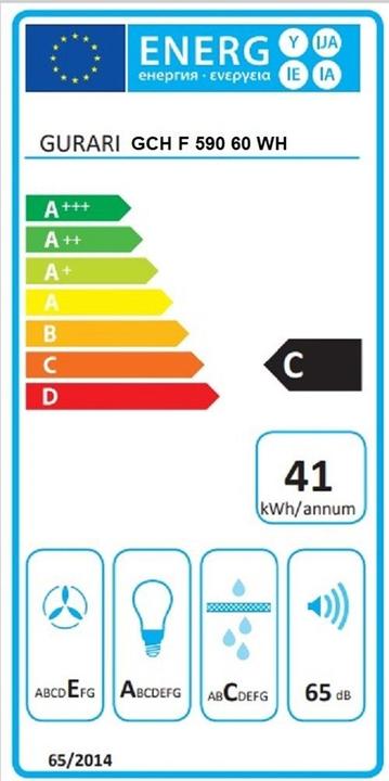Label énergétique Gurari GCH F 590 60 WH (Hotte à tiroir)