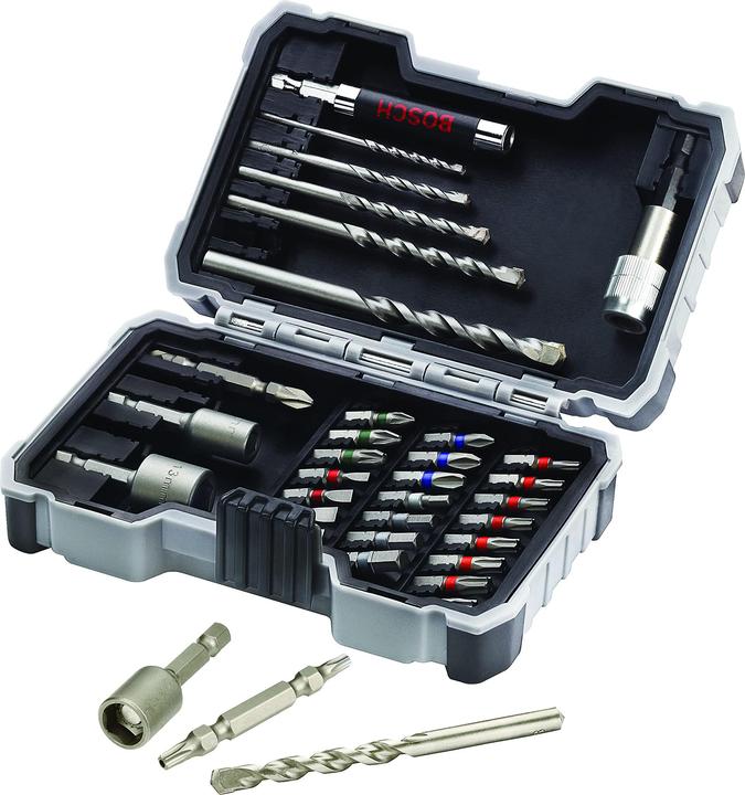 Bosch Professional Zubehör 35-teiliges Set mit Bohrern+Schrauberbits, CYL-3, Extra Hard, PH, PZ, SL, H, T (Th30, Th25, PH1, SL4, Th40, SL6, Th20, HEX3, PH2, PZ2, PZ3, PH3, Th27, TH15, HEX6, Th10, HEX4, HEX5, PZ1, SL5, SL3)