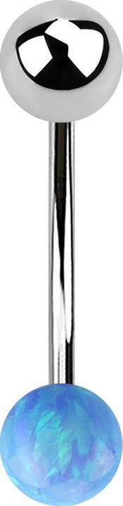 Immagine prodotto Star Piercing Micro banana argento con sfera e opale azzurro (senza ottone, Acciaio chirurgico 316L)