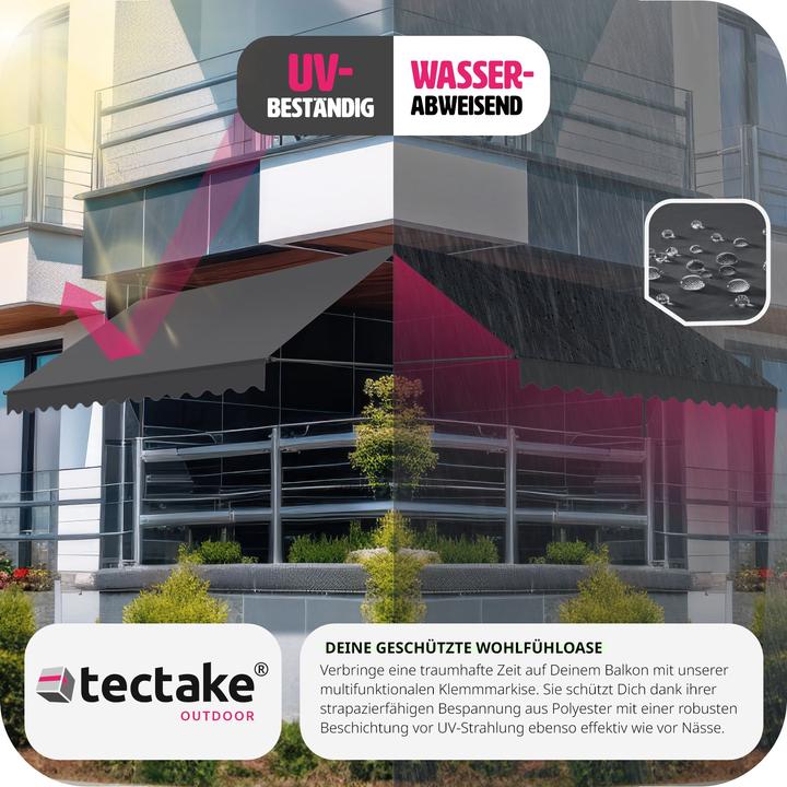 Actual product image tectake Tenda a morsetto con manovella, altezza regolabile (4 m)