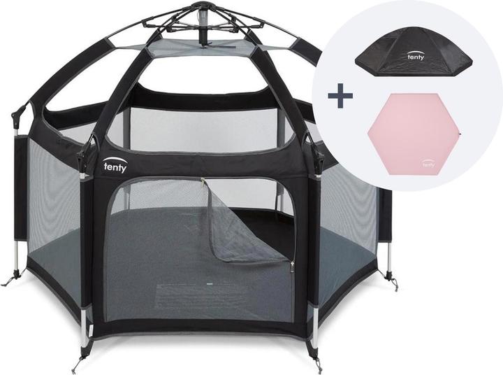 Tenty Playpen Set Black / Pink (100 cm, 150 cm)