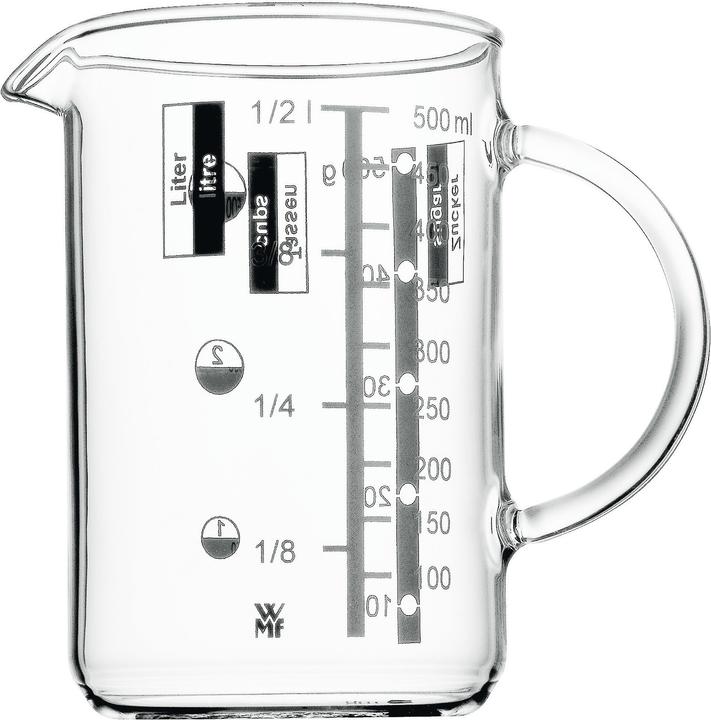 WMF Messbecher 0,5l Skalierung 4 Masseinheiten Gourmet hitzebeständiges Glas (500 ml)