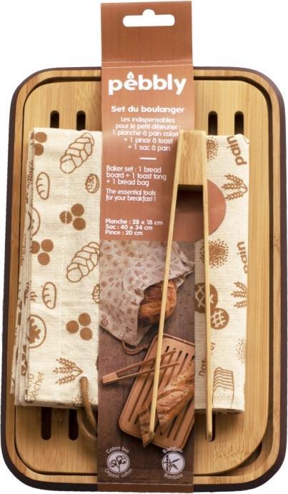 Immagine prodotto Pebbly Baker's Set (tagliere per il pane, pinze per il pane tostato, borsa per il pane