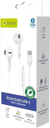 Actual product image Muvit Ecouteurs USB-C Plastique Recycle Blanc (Cable)