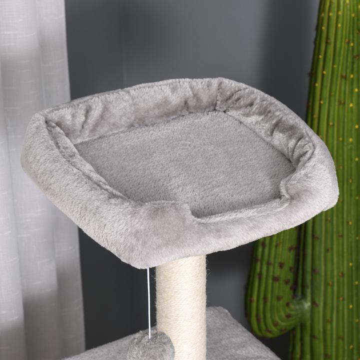 Image du produit PawHut Arbre à chat avec niche pour chat (120 cm, Gris clair)