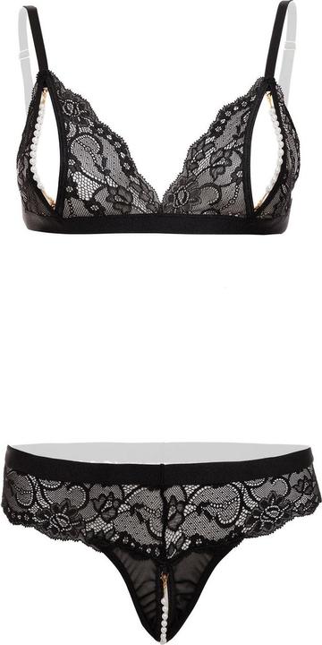 Image du produit Christine Le Duc Ensemble soutien-gorge en perles et dentelle Mea - Noir (L)
