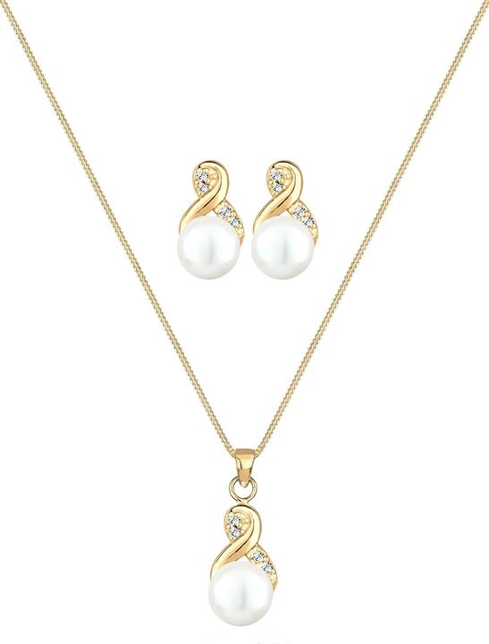 Produktbild Elli Infinity, Perle, Perlenkette, Perlenohrstecker (925 Sterling Silber, Glaskristall, Süsswasserzuchtperlen)