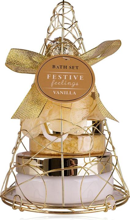 Produktbild Accentra Geschenkset FESTIVE FEELINGS in pyramidenförmigem Drahtkorb Farbe: Gold (Körperpflegeset)