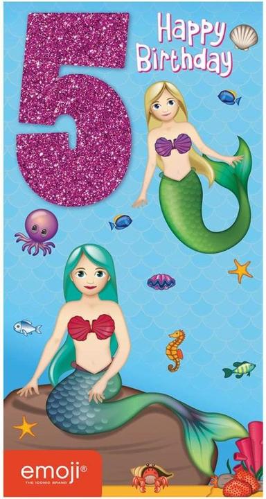 Actual product image Emoji Mermaid 5th Birthday Greetings Card (1 pcs.)