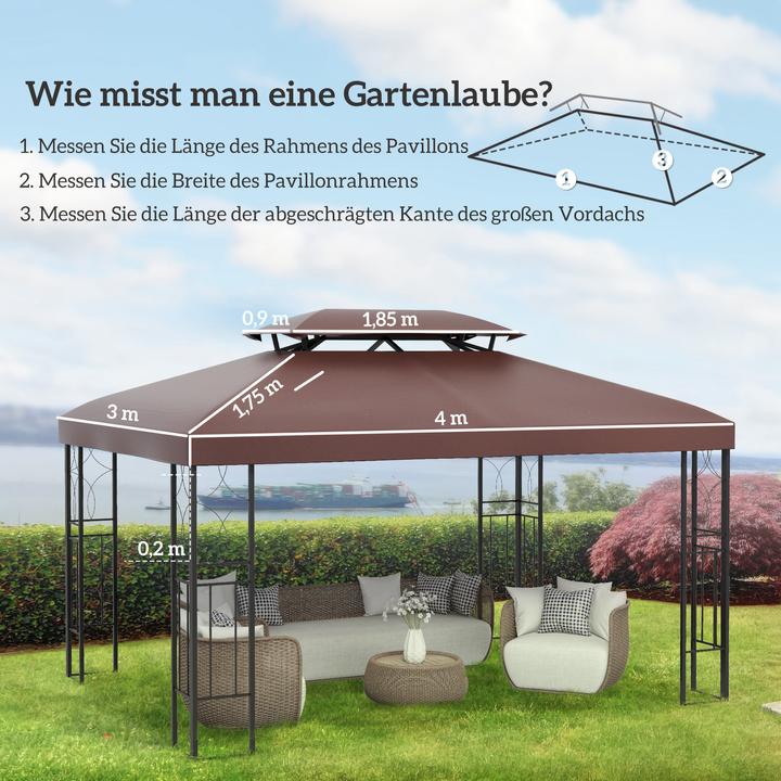 Produktbild Outsunny Ersatzdach für Metall Gartenpavillon (400 cm, 300 cm)