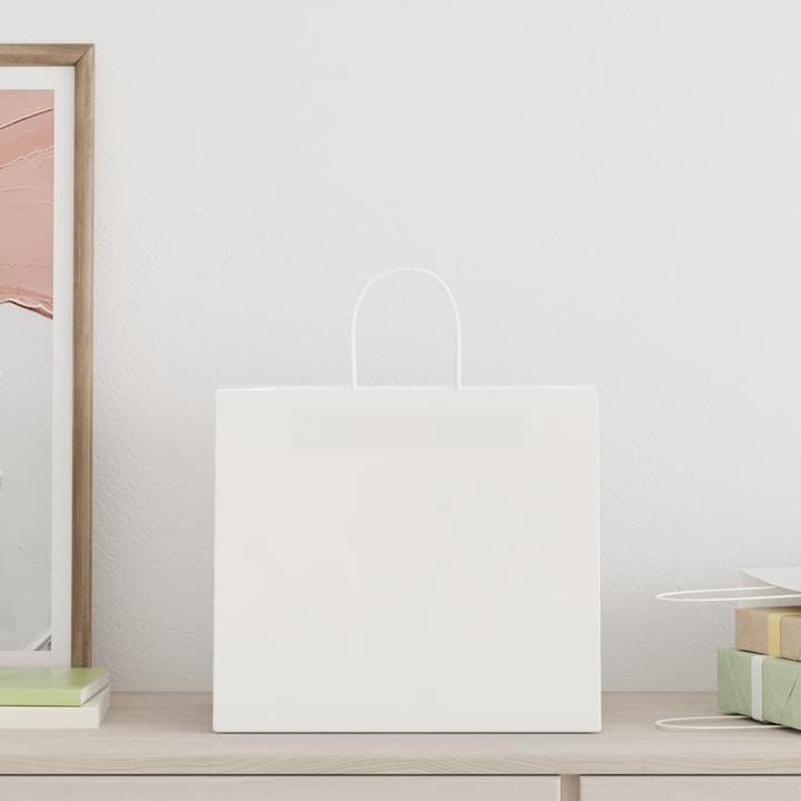 Actual product image VidaXL Kraft paper bags 50 pcs. with handle white 32x22x28 cm paper bag (Gift bag, 50 x)