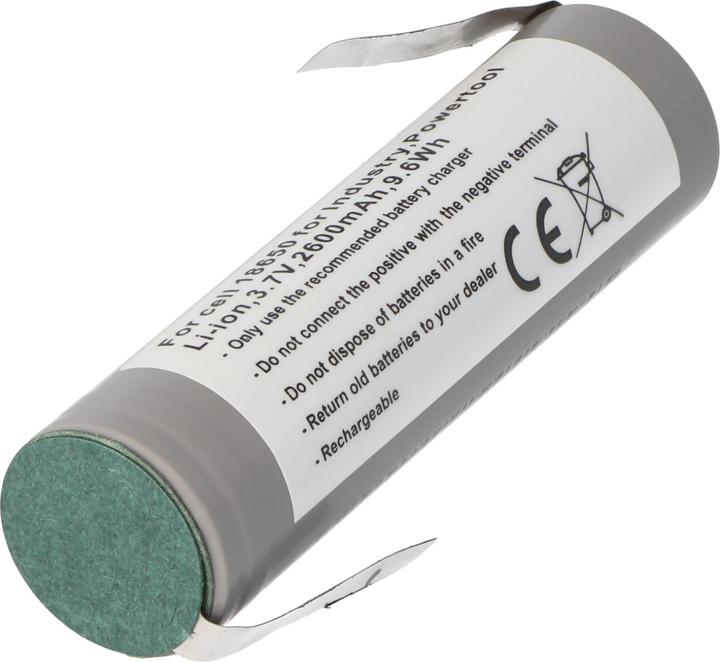 Produktbild AccuCell Akku 18650 für Industrie, Powertool, Li-ion, 3,7V, 2600mAh, 9,6Wh mit Lötfahne in Z-Form (18650, 2600 mAh)