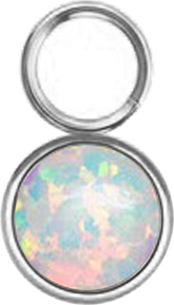 Star Piercing Anhänger silber ein Opal weiss (ohne Messing, Chirurgenstahl 316L)