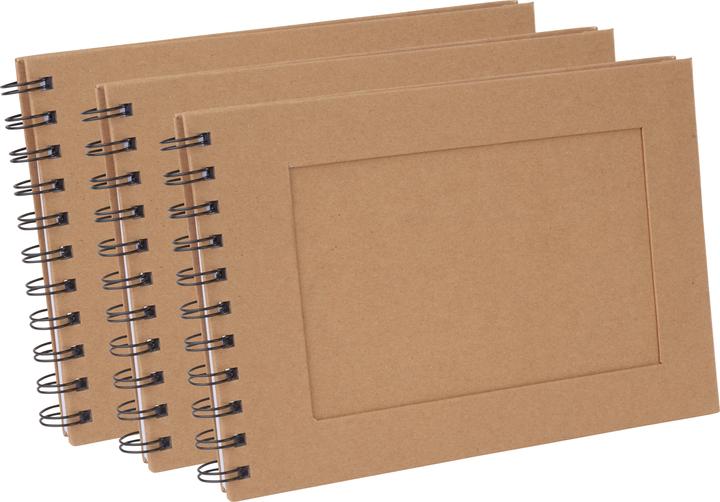 Produktbild VBS XXL 3er-Pack Fotoalbum KRAFTPAPIER mit weissen Seiten (14.8 x 21 cm)