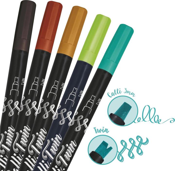 Actual product image Online CALLI BRUSH TWIN - Fibre pen (Multicoloured, 5 x)