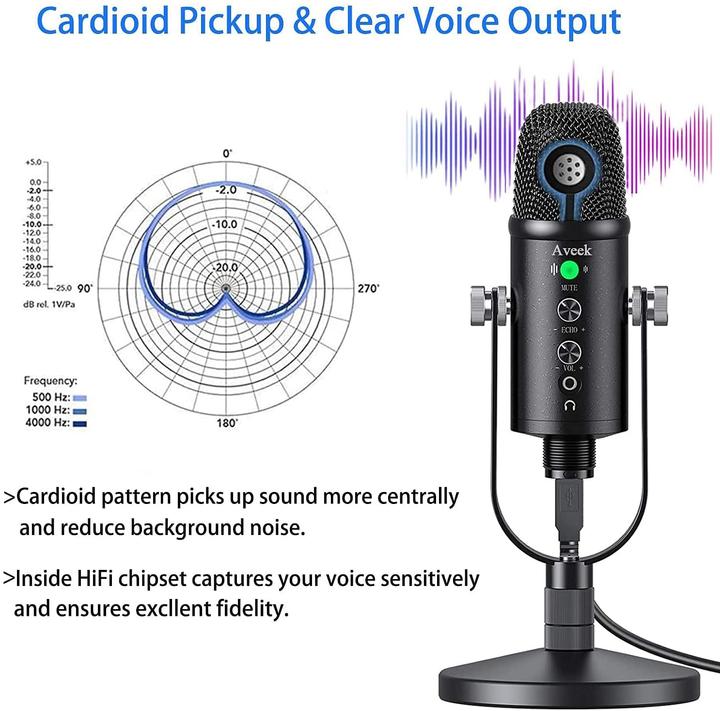 Actual product image Aveek USB Microphone for PC with Stand