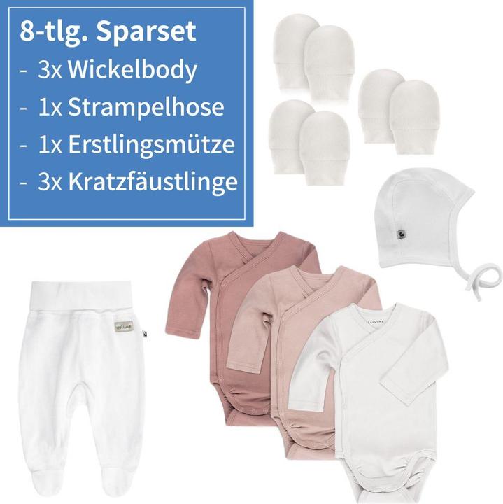 Produktbild La Loona LaLoona Strampler & Sets 8-tlg. Wickelbody Set inkl. Strampelhose, Erstlingsmütze (One Size)