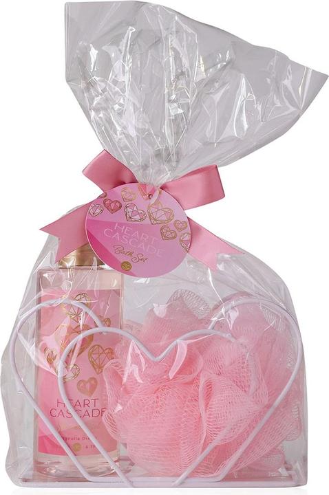 Accentra Badeset HEART CASCADE in Serviettenhalter, inkl. 200ml Duschgel, 15g Netzschwamm, Duft: Magnolia Dre (Haarpflege set)