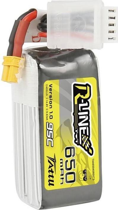 Actual product image Tattu Model battery pack (LiPo) 14.8 V 650 mAh Cell count: 4 95 C Softcase XT30 (14.80 V, 650 mAh)