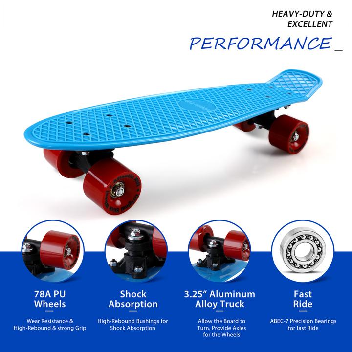 Immagine prodotto Monzana Skateboard Mini Cruiser 57cm LED Vintage (22.44")