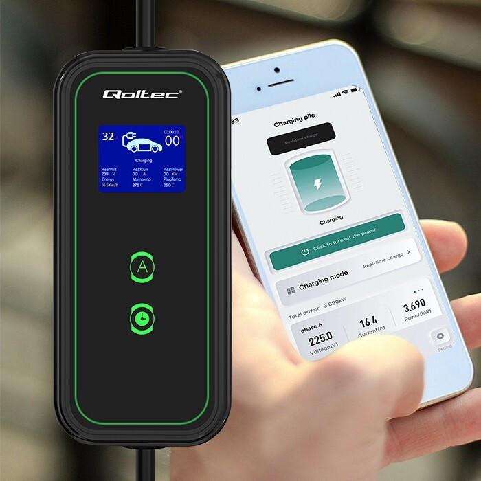 Actual product image Qoltec Mobile EV charger with adjustable 2in1 (Type 2, 32 A)