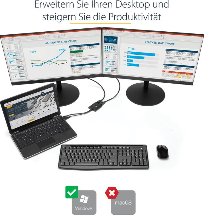 Produktbild StarTech Mst Hub - 2-Port Displayport (Digital -> Digital)