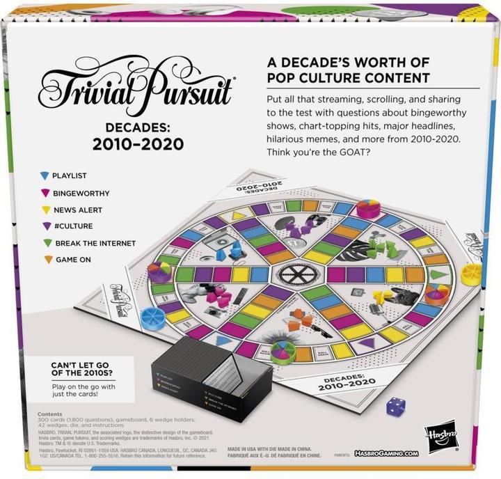 Actual product image Hasbro Gaming Trivial Pursuit Decades 2010 to 2020 (Norwegian)