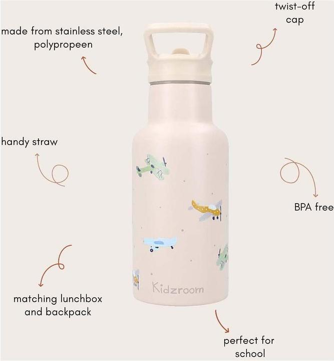 Immagine prodotto Kidzroom Trinkflasche Sweet Sips Flugzeuge, 350ml (0.35 l)