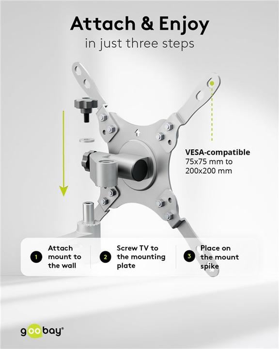 Produktbild Goobay TV-Wandhalterung Caravan TILT M, Silber (Wand, 43", 15 kg)