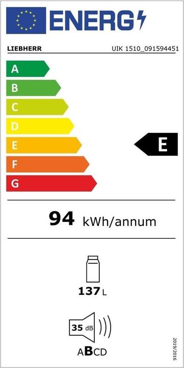 Etichetta energetica Liebherr Frigorifero da incasso UIK 1510 Comfort Destro/rimuovibile (137 l)
