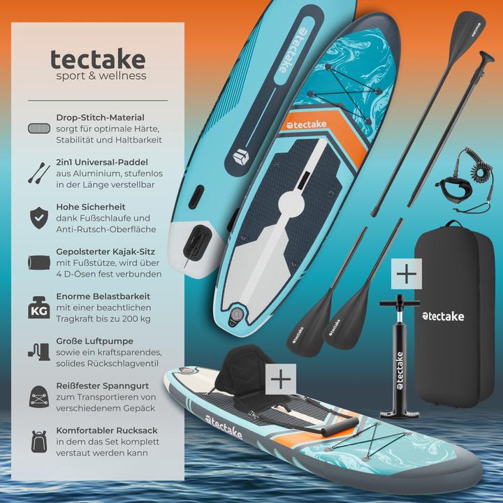 Immagine prodotto tectake Set tavola stand-up paddle Zenon,2 in1 gonfiabile, completo
