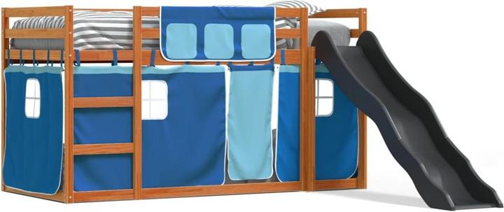 Image du produit VidaXL Lit superposé avec toboggan et rideaux (90 x 200 cm)