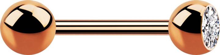 Star Piercing Barbell rosegold mit Kugel und Kugel Kristall silber (Chirurgenstahl 316L)