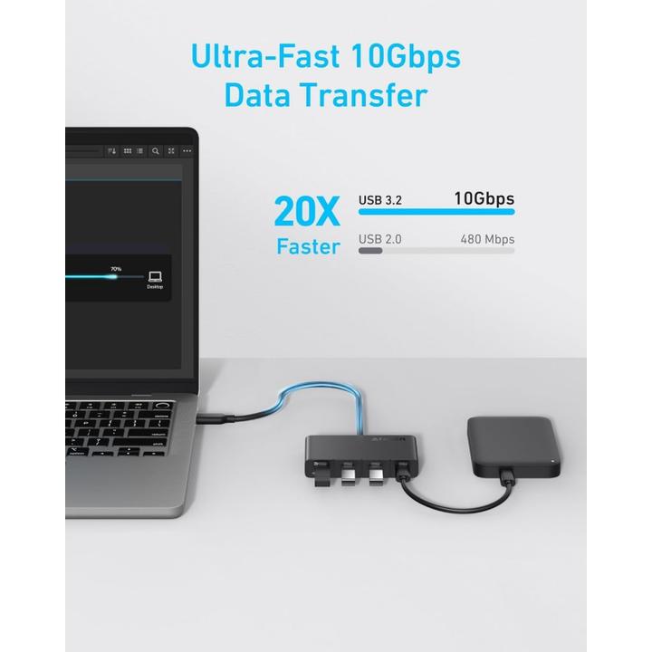 Produktbild Anker 4-in-1 hub 10Gbps USB-C Black (USB-C, 4 Ports)
