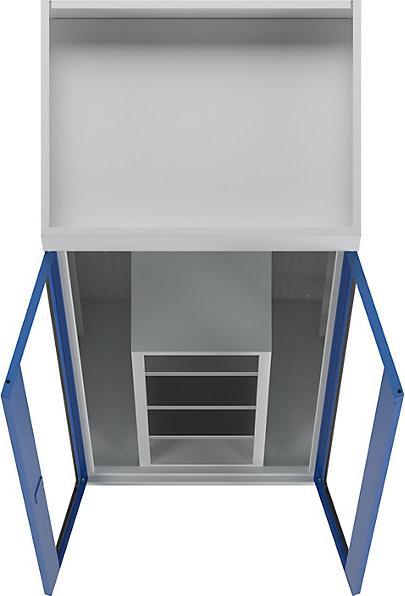 Produktbild MBA-System Geräte- und Putzmittelschrank STANDARD, mit Sichtfenstertüren, l.grau/blau (37 cm, 112 cm)
