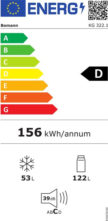 Label énergétique Bomann KG 322.1 (175 l)