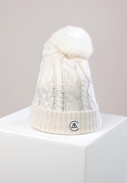 Produktbild Cash-Mere Kaschmir Mütze mit Zopfmuster und Bommel (One Size)