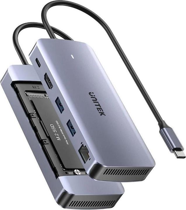 Actual product image Unitek AKTYWNY HUB USB-C 10GBPS M.2 HDMI PD 100W (USB-C, 5 Ports)