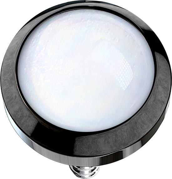 Star Piercing Dermal Anchor schwarz mit Epoxidstein weiss (ohne Messing, Chirurgenstahl 316L)