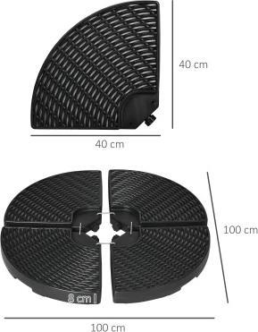 Produktbild Swisshandel24 4-tlg. Sonnenschirmgewicht für Ampelschirm, mit 52 kg Wasser oder 68 kg Sand befüllbar, HDPE, Schwar
