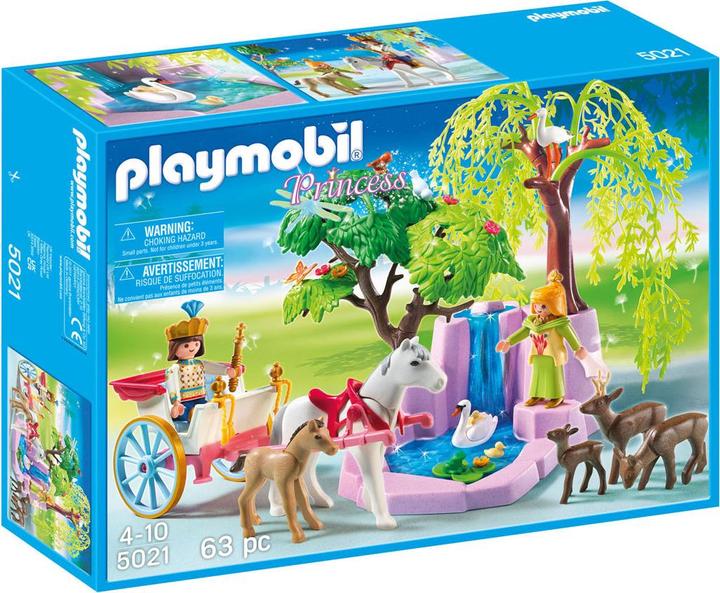 Produktbild Playmobil Prinz und Prinzessin mit Kutsche und Wasserfall (5021, Playmobil Princess)