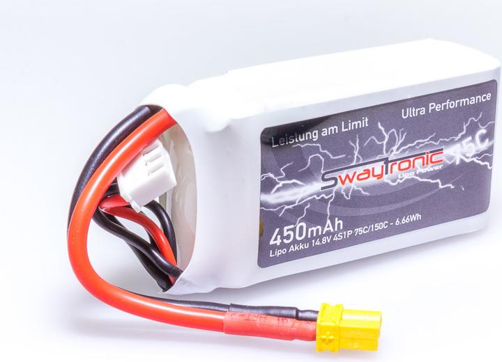 Immagine prodotto Swaytronic Sway-FPV 4S 14,8V 450mAh 75C/150C XT30 (14.80 V, 450 mAh)