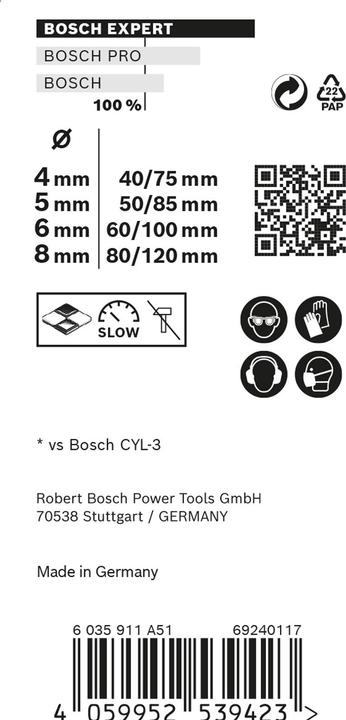 Immagine prodotto Bosch Professional Zubehör Set di punte EXPERT MultiConstruction CYL-9, 4/5/6/8 mm, 4 pezzi. (4,00 mm, Ø 8,0 mm, 5,0 mm, 6,0 mm)