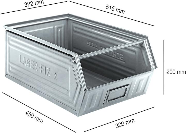 Produktbild Schäfer Shop Sichtlagerkasten mit Tragestab SSI Schäfer LF 14/7-2, Stahl, L 515 x B 322 x H 200 mm, 26 l, div....