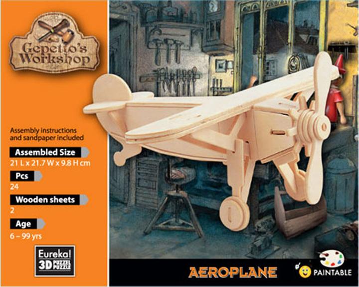 Actual product image Eureka! Gepetto's Workshop Houten Bouwpakket 3D - Vliegtuig